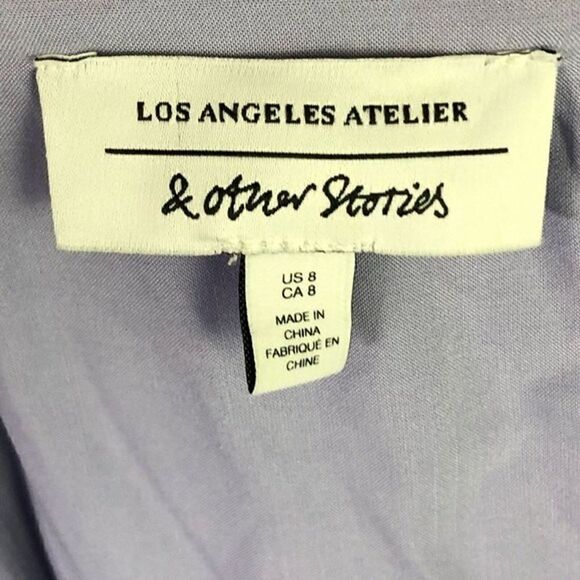 & Other Stories Metallic One-Shoulder Mini Dress in Lilac Purple Size 8 - Picture 7 of 11